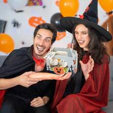 10/20 Packs Decorative Halloween Candy Treat Boxes Durable Goodie Wrapping Box Reusable Snack Packaging Container For Garden Indoor Halloween Trick Or Treat Party Favors Supplies