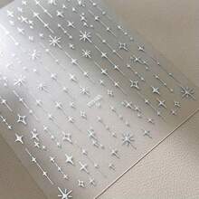 1pc Golden And Silvery Star Nail Stickers, Shining Starry Sky, Holiday Gifts - Silver - View 2
