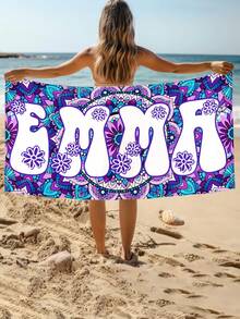 1 منشفة شاطئ مخصصة مطبوع عليها نص مصمم حسب الطلب، مخصصة باسمك. مثالية للاستخدام على الشاطئ، بجانب المسبح، وأثناء رحلات الشاطئ. هذه المنشفة الشاطئية متعددة الاستخدامات مثالية للأنشطة البحرية الخارجية، السفر، وتوفر الراحة أثناء الاستلقاء، التشمس، والاسترخاء. هدية فريدة للأم، الأب، الصديقة، الصديق. - متعدد الألوان - مشاهدة 2