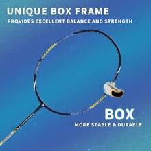 KUMPOO Raqueta Badminton Profesional, Raqueta de Bádminton Ligera Hecha de Fibra de Carbón, Juego de Raqueta de Bádminton con Cinta para Empuñadura y Bolsa de Cubierta, KC Raqueta Badminton - KC-23-negro naranja - Ver 11