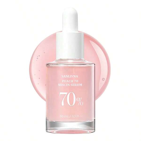 30ml Sérum de Niacinamida 70% de Pêssego, com Vitamina B12, Clareador, Uniformizador de Tom, Limpeza de Poros, Hidrata a Pele, Essência Hidratante para o Rosto, para Pele Opaca com Textura, Cuidados da Pele Coreana Tipo Pele de Vidro