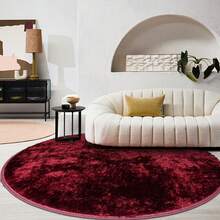 1pc Premium Red Round Velvet Rug, Soft, Living Room Carpet, Nordic, Bedroom, Bedside, Lounge, Dressing Room, Home Decor, Christmas, Winter New Arrival, Comfortable Underfoot, High-Quality Polyester Fiber, Thick, Home Aesthetic Decor, Washable Carpet, Modern Minimalist Rug, Tranquil Style