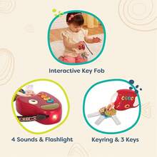 B. toys - Llaves de coche de juguete - Llavero con luces y sonidos - Juguete interactivo para bebés - Llaves de juguete para bebés, niños pequeños - 10 meses + - FunKeys - RojoCalidad premium - Rojo - Ver 4