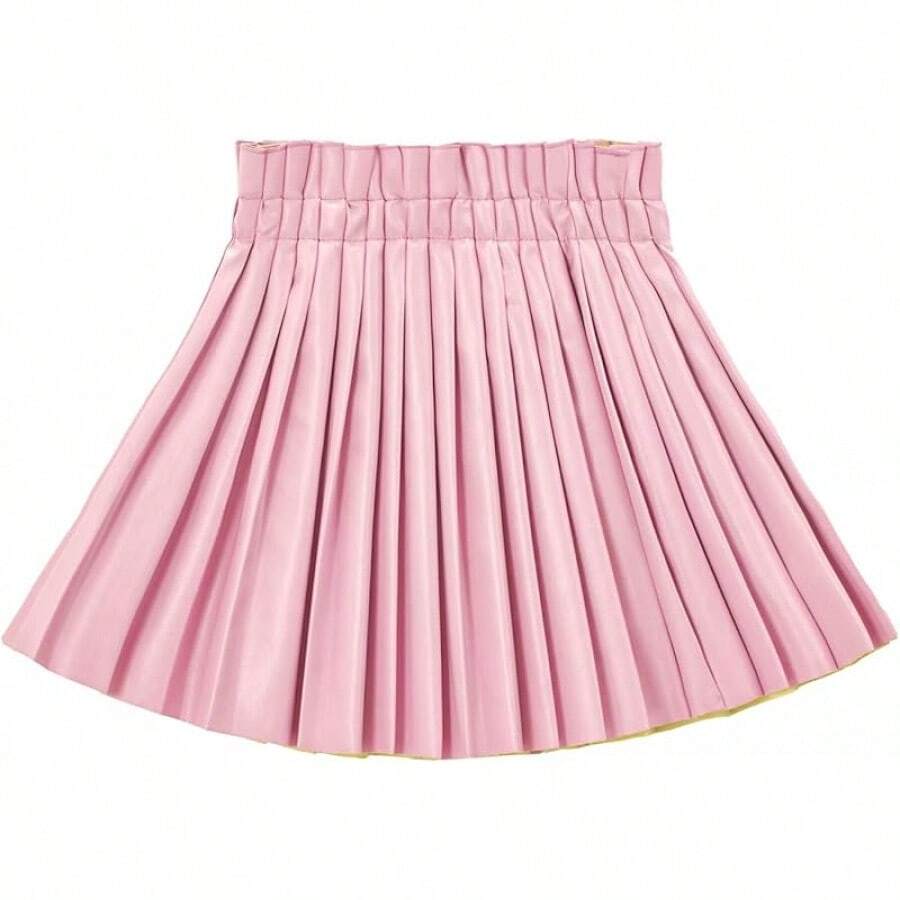Leather Skirts For Girls Kids & Teen & Toddler & Women Faux Leather Pleated Skirts - 水晶玫瑰 - 查看 1