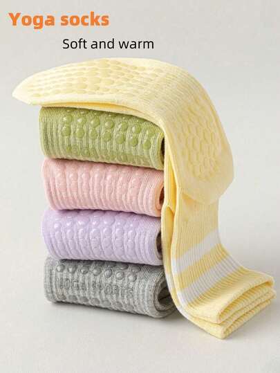 1/3/6 Pairs Pilates Socks With Grips For Women-Non-Slip, Yoga Socks For Ballet Dance,Barefoot Workout Pregnant Crew Socks Christmas Gift