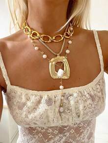 Bộ 4 dây chuyền tua rua mặt thánh giá đính đá phong cách Hip Hop thanh lịch cổ điển, độc đáo, cá nhân hóa, quà tặng trang sức đa năng cho phụ nữ, tiệc tùng, trang trọng hàng ngày, ngày lễ mùa hè - màu sắc - Xem 3