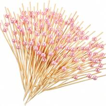 200/100/50/10pcs Fruit Skewers, Bamboo Picks, Flower Picks, Fruit Sticks, Creative Art Toothpicks, Cocktail Decorative Bamboo Sticks, Cake And Burger Art Forks - For Beverage Decoration, Desserts (Birthday, Wedding Party Supplies, Christmas Gifts) Suitable For Appetizers, Drinks, Fruits, Snacks And Weddings, Wedding Decorations | Fashionable Gold Beaded Fruit Forks | Durable Bamboo Sticks For Fruit Platters Etc. - Multicolor - View 10