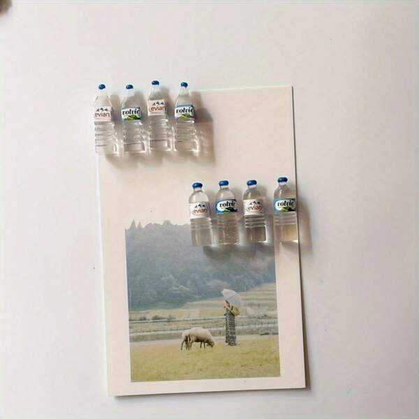 12pcs/9pcs/6pcs/3pcs Mini Water Bottle Fridge Magnets - Realistic Drink-Themed Resin Refrigerator Magnets, Oval-Shaped Durable Kitchen & Office Decor, Compact Size Holds Photos & Notes, Playful Home Accessories, Funny Fridge Magnets, Note Holders, Fun Accessories, Sturdy Construction, Gift Shoppers, Decorative Magnets, Longlasting Decor, Photo Display Magnets