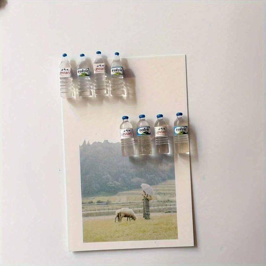 12 peças/9 peças/6 peças/3 peças Ímãs de Geladeira de Mini Garrafas de Água - Ímãs de Geladeira de Resina com Tema de Bebida Realista, Formato Oval Durável para Decoração de Cozinha e Escritório, Tamanho Compacto Segura Fotos e Notas, Acessórios Divertidos para Casa, Ímãs de Geladeira Engraçados, Suportes de Notas, Acessórios Divertidos, Construção Resistente, Presentes para Compradores, Ímãs Decorativos, Decoração Duradoura, Ímãs para Exibição de Fotos