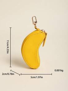 Monedero con llavero con dije de fresa, bolsa de dinero compatible con Airtag para mujer, mini cartera, monedero, monedero de monedas, cartera, llavero de cartera, otoño - Amarillo - Ver 7