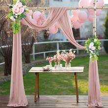 Outdoor Tulle Curtain Wedding Arch Hanging Fabric Gauze Curtain Photo Photography For Wedding Decoration (61 X 5.54 M), Pink - Pink - View 5