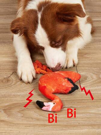 1pc Plush Flamingo Sound Pet Toy, Suitable For Small Dogs And Cats, For Chewing, Boredom Relief, And Play