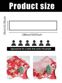 1pc Christmas Theme Tablecloth, 35x180cm, Vintage Red Christmas Theme Snowflake Pattern, Christmas Holiday Theme Dining Table Decor Fabric, Suitable For Restaurant, Living Room, Christmas Family Gathering, Winter Fabric Decor.