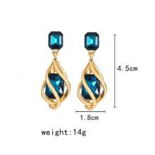 Hegaze 1 对奢华孔雀蓝女士耳钉，适合日常、派对和活动