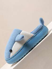 1 par de cómodas y suaves zapatillas de interior para niños con diseño de ballena, ideales para el invierno