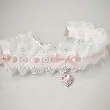 1 Pc Fashion Anime Collar Chain Lolita Bow Lace Collar Neck Decorative Neck Collar Necklace Collar - Hồng - Xem 5