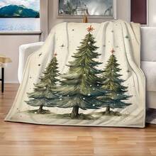 Tree Flannel Bedding Throw Blanket, SImmanuel, Oft & Warm Plush Blanket Couch, Office, Autumn And Winter, Wintertime Seasonal Home Decoration Indoor Outdoor Party Supply, Decor, Decorations Home 280gsm Room Decor Home Essentials Decor Bedroom
