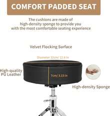 Adjustable Heavy Duty Swivel Drum Stool, Round Saddle Thick Padded Drum Seat - tròn - Xem 11