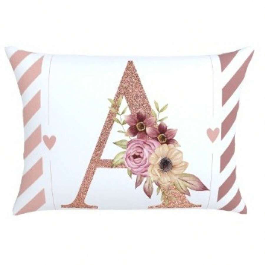 Pillowcase 70X60 Oxford Digital Print Initial Pillowcase High Quality Durable Zipper Monogram - A - View 1