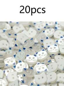 10/20 piezas (12MM) Botones lindos con orejas rosas, botones de dibujos animados de gatos pequeños para cárdigans, accesorios hechos a mano, botones decorativos. - Multicolor - Ver 12