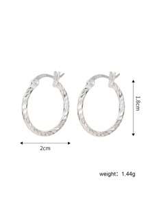 1對女士S925銀圓形幾何扭曲耳環，優雅多變的耳飾，適合日常或派對慶典禮物 - 耳環 - 查看 4