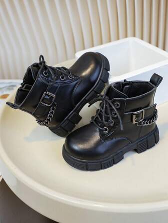 Toddler Girls' Outdoor Boots, Soft Sole Short Boots, British Style Black Short Boots, Autumn/Winter