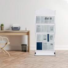 Floor-Standing Magazine Rack Information Rack Storage Rack Newspaper Rack Display Rack Manual Book Rack Single Page Simple Iron - White - View 2