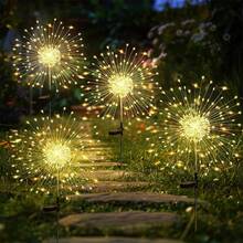 2/4Pcs Solar LED Firework Fairy Light Outdoor Garden Decoration Lawn Pathway Light For Patio Yard Party Christmas Wedding - Warm White - View 3