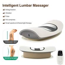 Foreverlily Electric Heated Lumbar Massager – 26° Oscillating Lumbar Traction Device With 3-Level Vibration Massage & Heat Therapy - White - View 2