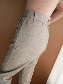 French Design Niche Straight-Leg Suit Pants, High-Waisted