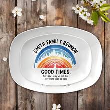 طبق تذكاري شخصي لحفل إعادة التجمع العائلي 2025 - طبق تذكاري مخصص، ديكور مطبخ شجرة نمط ، هدية لحفل تجمع عائلة سميث - متعدد الألوان - مشاهدة 6