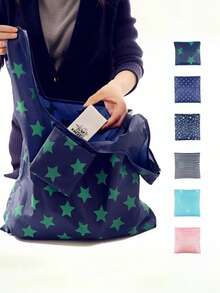 3/1pc Foldable Shopping Bag, Large Capacity, Foldable, Portable, Fashionable, Waterproof, Durable, Reusable Polyester Tote Bag, Unique Design, Large Capacity Shopping Bag, Suitable For Supermarket Shopping, Travel, Vegetable/Fruit/Furniture/Toy Storage, Display Storage Bag, Portable Storage Pouch, Reusable Polyester Shoulder Bag