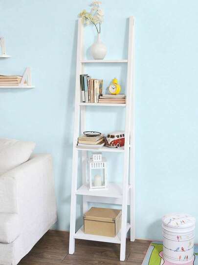 SoBuy FRG101-W, White Modern 5 Tiers Ladder Shelf, Storage Display Shelving Wall Shelf Bookcase, 44x39x180cm Ladder Shelf Ladder Shelves Ladder Desk Ladder Bookcase Ladder Book Shelf Unit Ladder Storage Unit Ladder Shelving Unit Studio Furniture Home Office FurnitureOffice Furniture White Morden Style Minimal Style Nordic Style