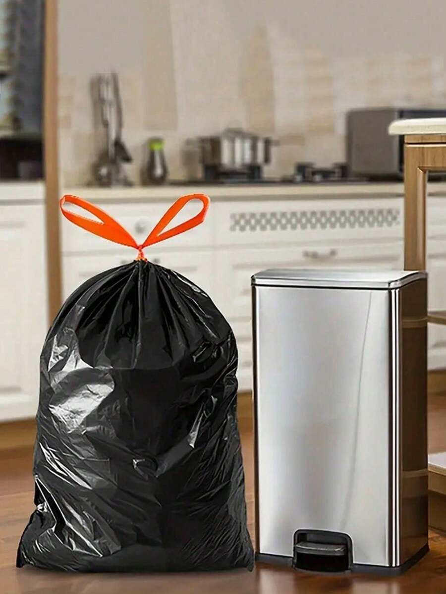 Trash Bags,Kitchen Household Extra Thick Drawstring Type Garbage Bag,Bathroom Trash Bag,Disposable Trash Bag,Pouch Kitchen Storage Garbage Bags,Plastic Bag For Bathroom Kitchen Office Restaurant Cleaning