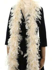 1 件长款人造羽毛围巾，适用于 DIY 项目生日派对服装装扮婚礼照片道具舞台表演家居和派对装饰狂欢用品万圣节服装