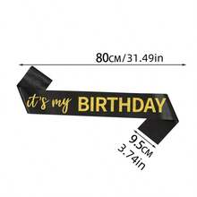 1pc 50/60/70 Years Old Birthday Sash - Gold Glitter & Black Paper Party Decoration, Suitable For Ceremony, Graduation, Anniversary - Reusable Indoor/Outdoor Party Supplies, No Assembly Required, Birthday Party Decor, Celebration Accessory