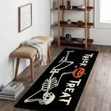 1 件装骷髅印花防滑厨房垫，花卉图案防滑地毯，适用于节日派对装饰，速干地毯，适用于厨房、走廊、浴室、洗衣房、万圣节装饰、家居装饰万圣节派对 - 彩色 - 查看 4