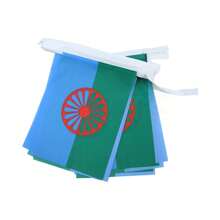 35*59 英寸/1 面旗帜，5.5*8.3 英寸/20 面/20 英尺串旗，罗姆人旗帜，涤纶，单面印刷，适合室内/室外使用 - 非常适合家庭、庭院和花园装饰