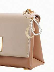 Premium Elegant Gold Pearl Letter Keychain, A-Z Alphabet 3D Pendant, Glamorous Pearl Chain With Rhinestones (Can Be Disassembled According To Personal Preference), Fashionable Alloy Keychain Ring, Earphone Pendant, Backpack Hanging Ornament, Car Keychain - Multicolor - View 3