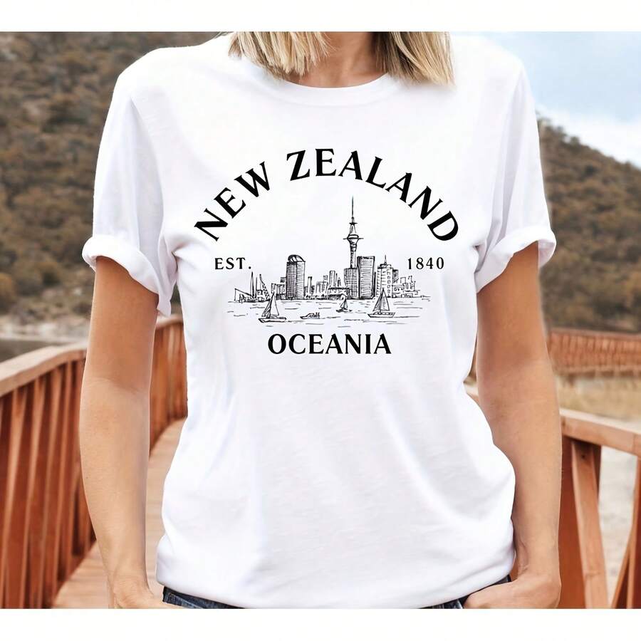 New Zealand T Shirt, Auckland T Shirt, Oceania Shirt Gift, Ft And Comfortable Crewneck Uni T Shirt69 - 白色4 - 查看 1