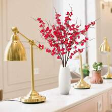 Artificial Cherry Blossom Flowers 4 Pcs Faux Cherry Blossom Stems Faux Silk Cherry Blossom Branches 41'' Fake Flowers Long Stems For Vase Arrangements Home Wedding Table Decor (Pink) KF - 紅色 - 查看 2