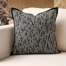 1pc/2pcs Luxury Decorative Pillow Cover, No Pillow Insert, Black & Gray Striped Boucle Geometric Texture, Suitable For Sofa, Living Room, Bedroom, Farmhouse, Also As Gift, All Seasons - Black and Gray Stripes - View 24