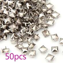 50 件/100 件/160 件/220 件方形金字塔铆钉适用于服装包包皮鞋朋克摇滚珠宝工艺品，4 爪金属钉头铆钉配饰