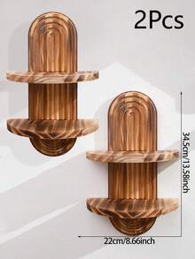 1件装木质拱形顶壁挂式置物架，竖杆式设计装饰展示架，现代家居装饰，适用于客厅和卧室，储物架，可用于展示装饰品、房间装饰、卧室装饰、墙面装饰 - 彩色 - 查看 16