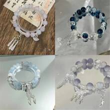 1pc Rhinestone Butterfly Cat Eye Stone Bracelet, Aquamarine, Moonstone, Natural Crystal Bracelet, Versatile Accessory, Girlfriend Gift, Butterfly Bracelet, Minimalist Design, Moonstone Bracelet, Student Gift, Suitable For Back To School, Halloween, Christmas (No Card Included)