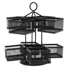 Porte-sachets de thé rotatif noir à deux étages, porte-sachets de thé amovible avec 8 compartiments - Noir - Voir 8