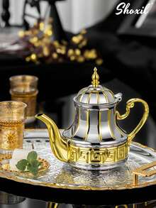 shoxil Bộ ấm pha cà phê/trà bằng thép không gỉ 0.8L, ấm pha cà phê kiểu Ả Rập truyền thống, ấm pha cà phê kiểu Ma-rốc, ấm trà bạc hà, ấm pha cà phê, ấm trà, ấm đun nước kiểu Trung Đông, dùng cho gia đình và quán cà phê. - Ấm trà - Xem 5