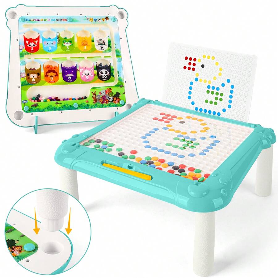 2 In 1 Magnetic Disk Drawing Maze Puzzle Table Toy Double Sided Card Puzzle Table Toy - Blue and White - View 1
