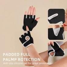 LINGPENG 1 Pair Half Finger Breathable Workout Gloves With Anti-Slip Silicone Pads, Suitable For Cycling/Weightlifting/Strength Training - Multicolor - View 4