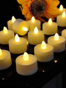 6/12/24 đèn trà LED không ngọn lửa có điều khiển từ xa, nến chạy bằng pin nhấp nháy, đèn LED điện chân thực hơn 200 giờ, thích hợp để tặng, trang trí bàn ăn, đám cưới, tiệc tùng, trang trí nhà cửa, kỷ niệm, giáng sinh, trang trí Halloween - trắng - Xem 3